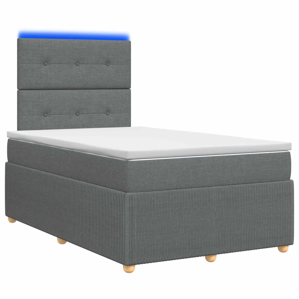 Letto Box Spring LED con Materasso Grigio Scuro 120 x 190 cm 3455812