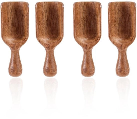 Set di Pennelli in Legno di Acacia - 4 Pezzi - Pennello Multifunzionale - Pennello per Caffè - 10,5 x 4 cm - Materiale Duraturo