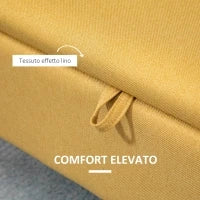 Panca Fondo Letto con Spazio Contenitore e Rivestimento in Poliestere Giallo, 101x38.5x44.5 cm