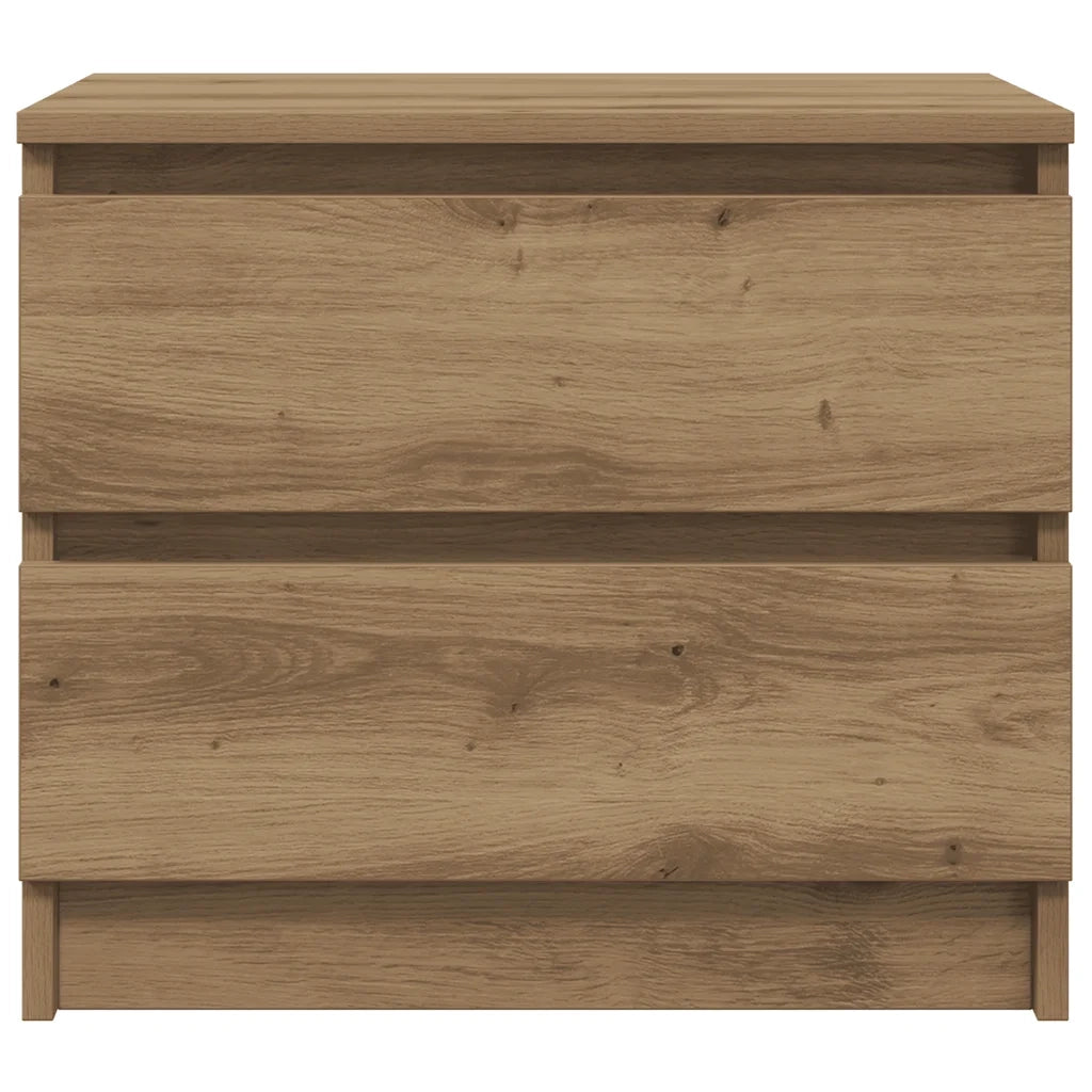 Set di 2 Comodini | Armadio da Notte | Mobiletto da notte Rovere Artigianale 50x40x43.5 cm Legno Multistrato