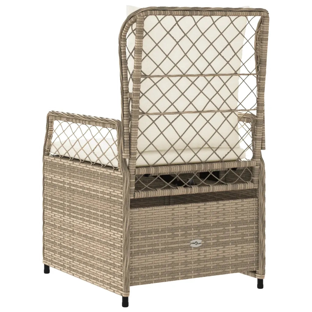 Sedie da Giardino Reclinabili 2 pz | Sedie da Esterno Beige Polyrattan