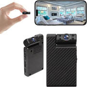 Mini Camera Nascosta con Lente Rotativa 180° – Ultra HD Camera di Sorveglianza WiFi – Comando a Distanza, Rilevamento Movimento, App di Smartphone e Notifiche in Tempo Reale – per Casa, Bambino, Animale e Monitoraggio Nanny - nero