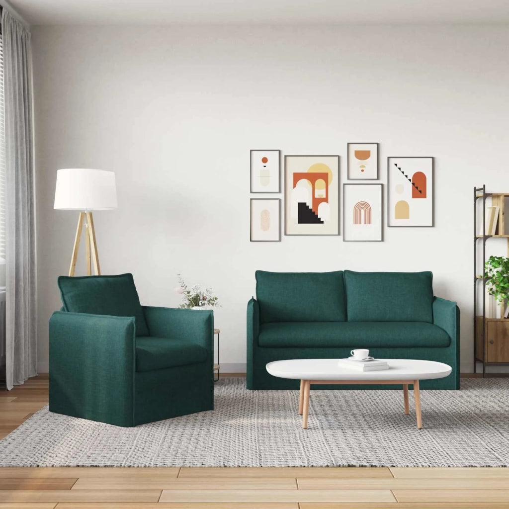 Set di divani 2 pcs Verde Scuro 156 x 82 x 85 cm Tessuto