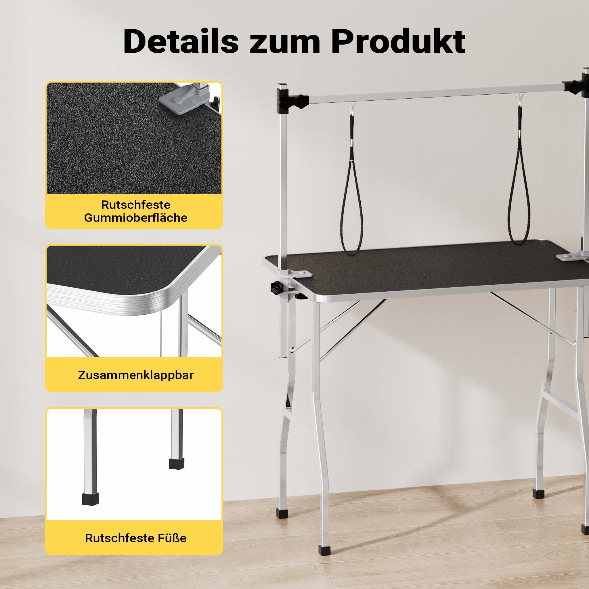 Tavolo da toelettatura doppio con 2 passanti per cane e gatto