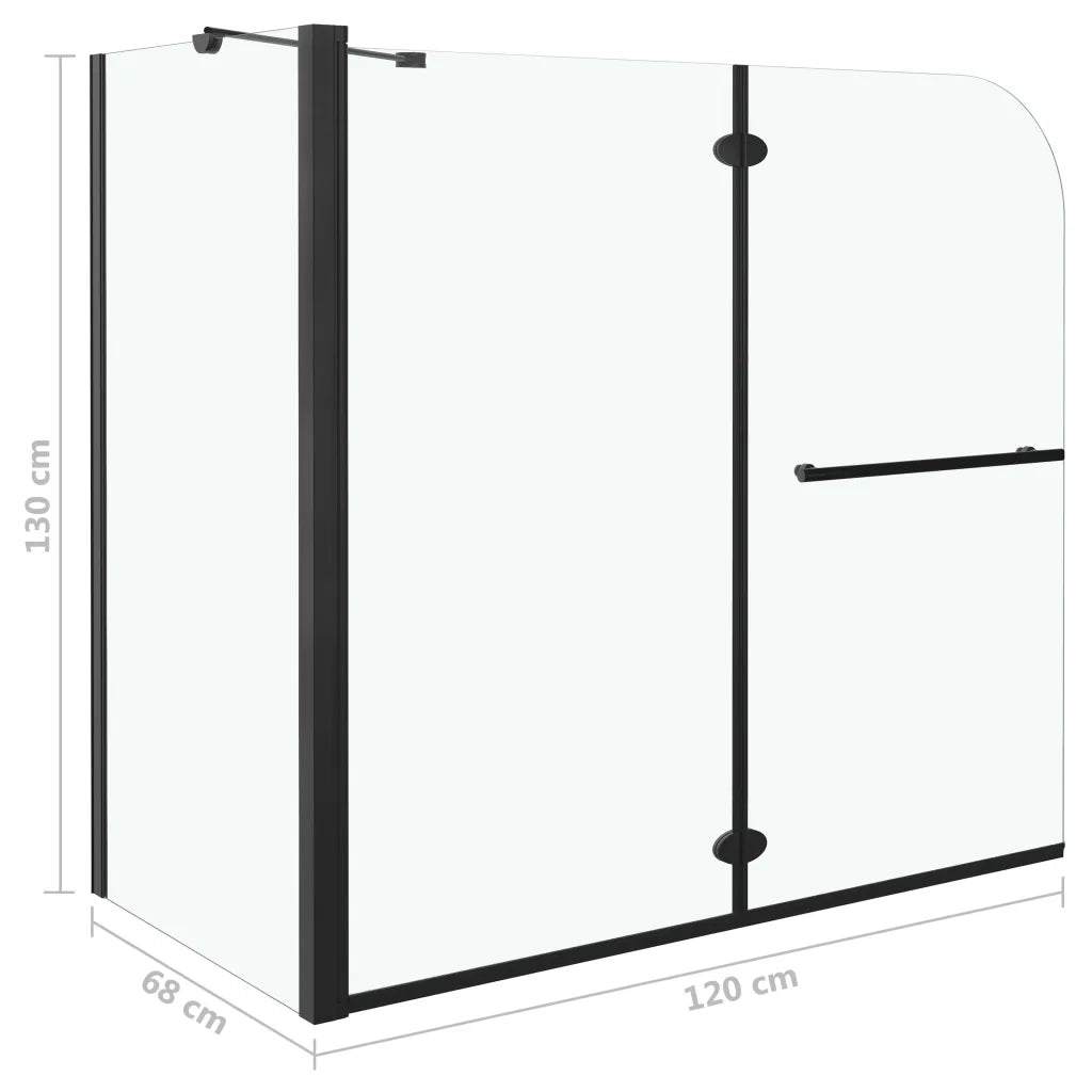Box Doccia Pieghevole a Libro in ESG 120x68x130 cm Nero CFW4177472
