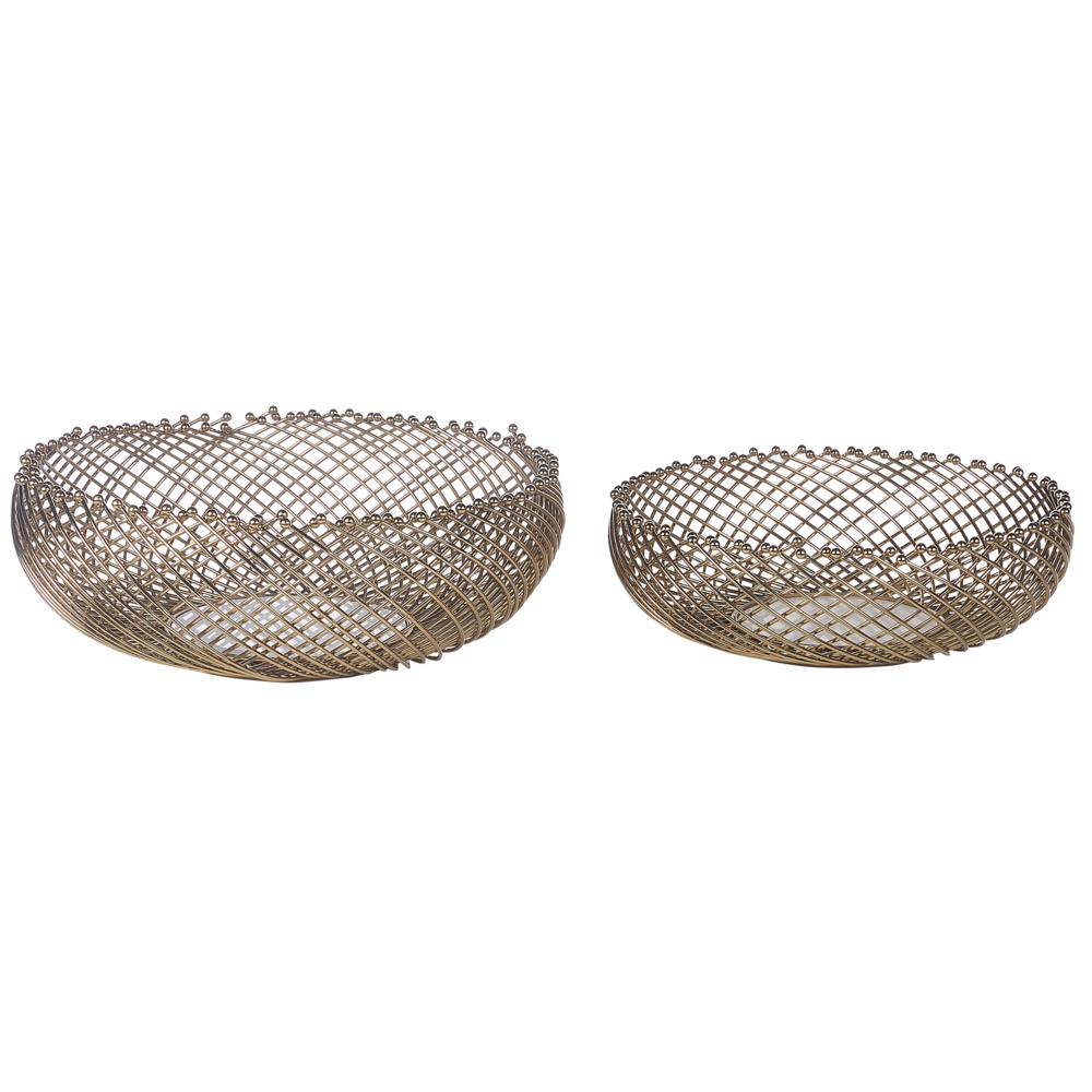 Vassoio decorativo in metallo dorato rotonda d'accento Design traforato
