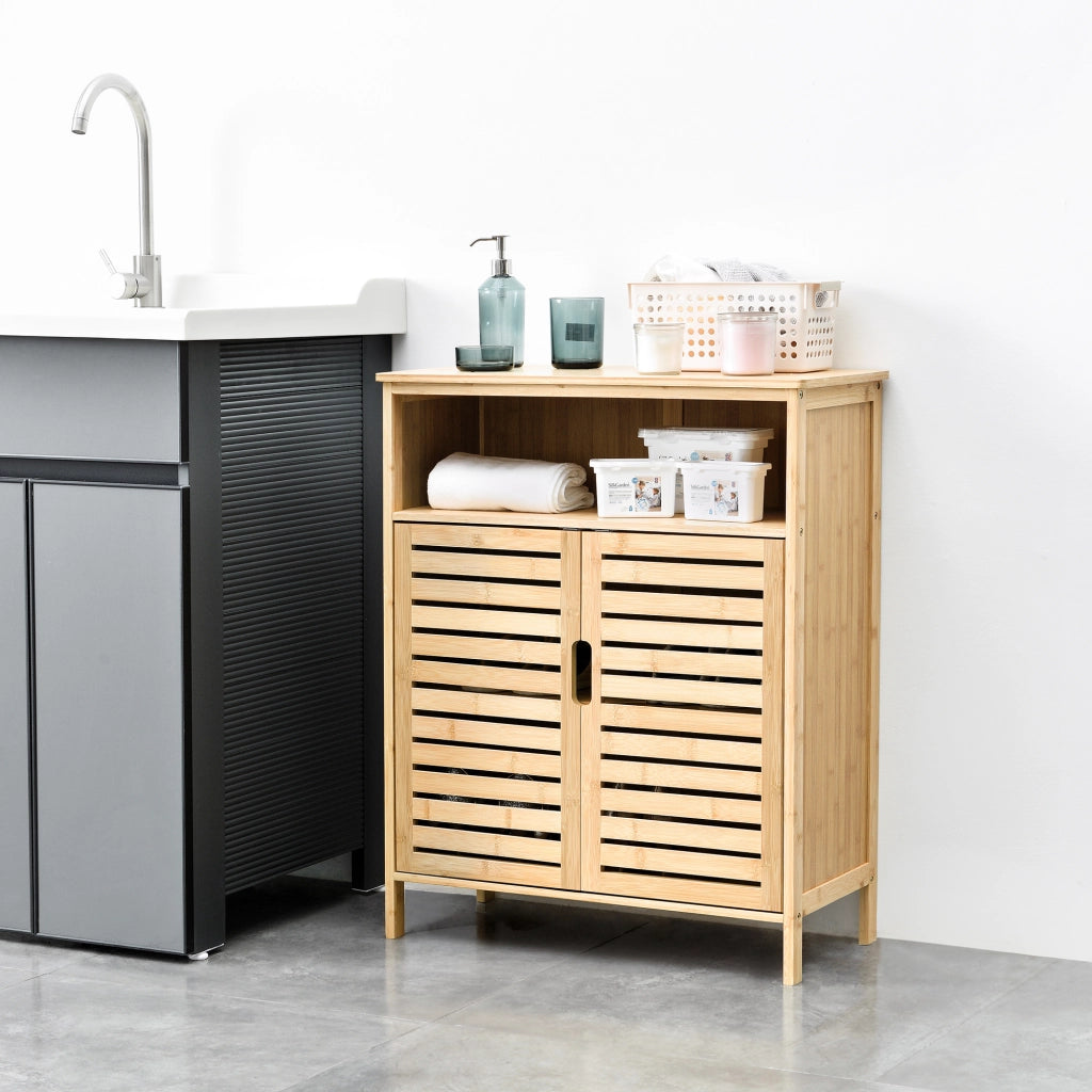 Mobile da Terra Eslöv a 2 Ante (AxLxP) 81 x 66 x 31 cm - Bambù Naturale [en.casa]