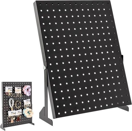 Pegboard Stand Nero | Organizzatore di Pegboard per Fornitori | Display Indipendenti con Ganci (Standard)