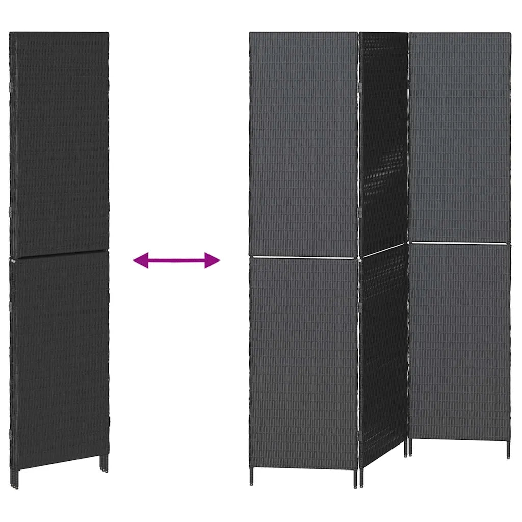 Divider per stanze | Paravento | Divisorio Ambienti Nero 146 x 180 cm polyrattan