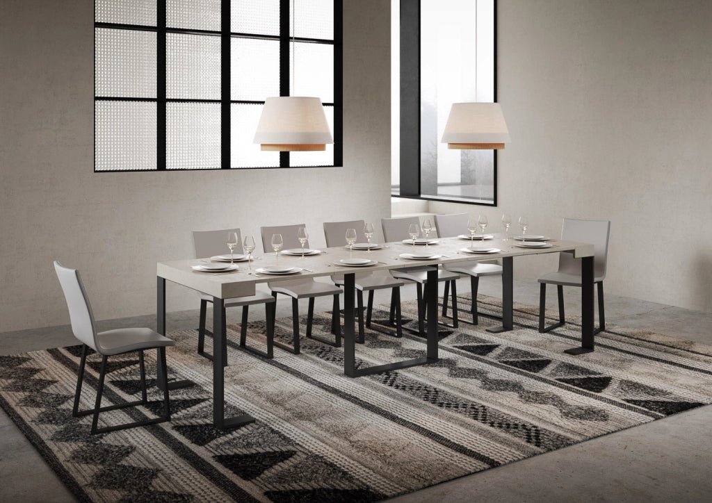 Consolle Allungabile 90-300x40x77 cm Futura Cashmere Telaio Antracite