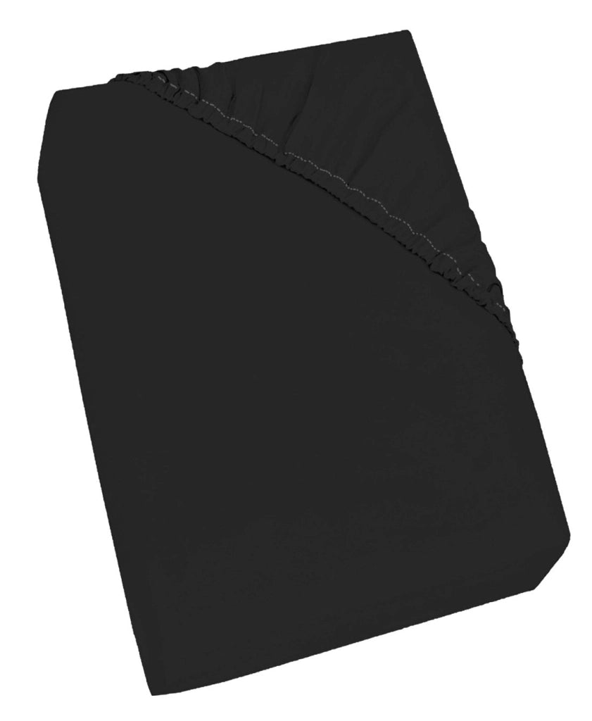 Lenzuolo Sotto 1 Piazza e Mezzo con Angoli ed Elastico Tinta Unita Nero