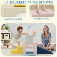 Set 8 Costruzioni Morbide per Bambini 0-3 Anni in Velluto e Schiuma PU Arancione