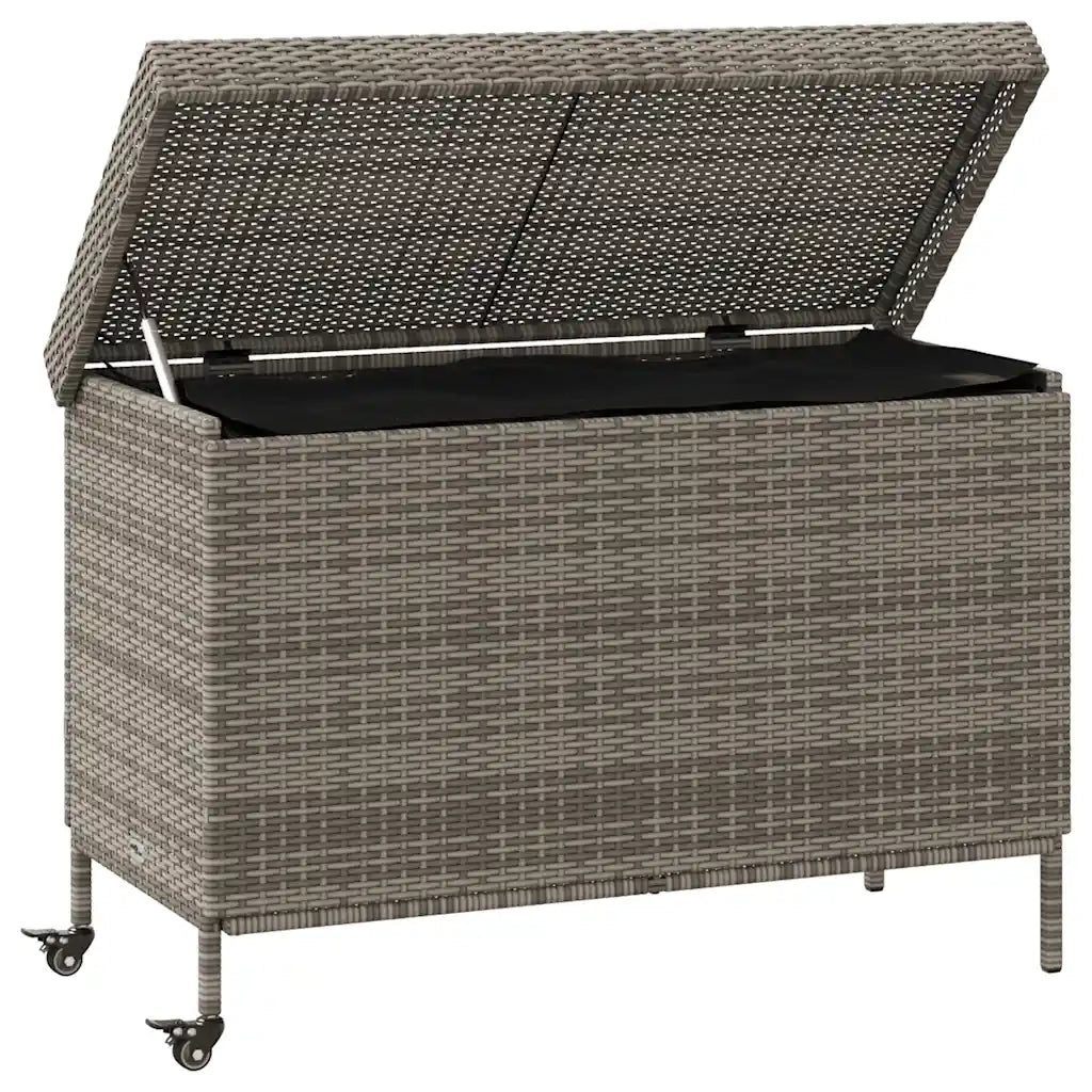 vidaXL Contenitore da Giardino con Ruote Grigio 110x55x73cm Polyrattan