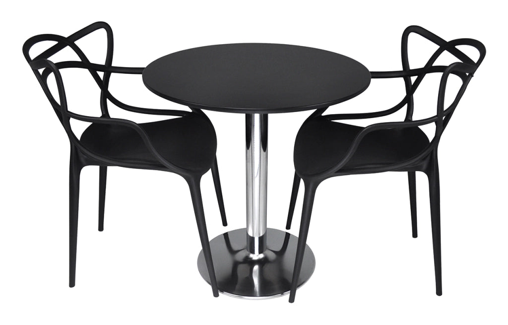Tavolo rotondo 70 cm nero, tavolino da bar - Romeo - TR10-D7ROPA