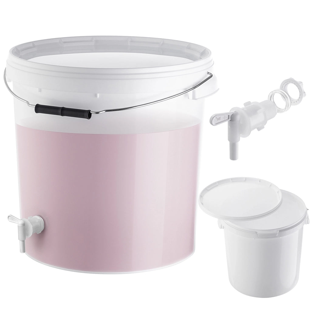 Contenitore di fermentazione KADAX da 20 litri, secchio per vino, liquori e birra, con coperchio e rubinetto.