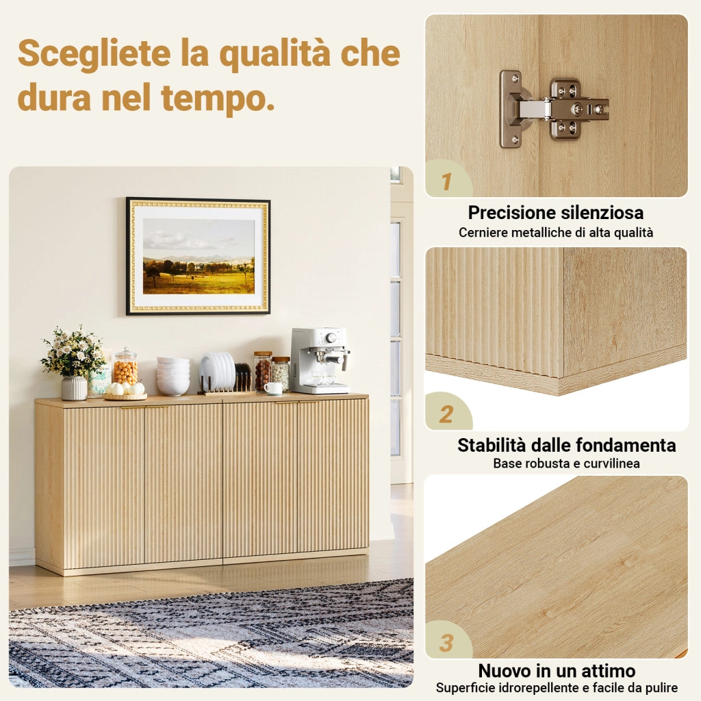 Credenza con 2 ante e ripiani; per soggiorno; in MDF; 80×40×80 cm; rovere