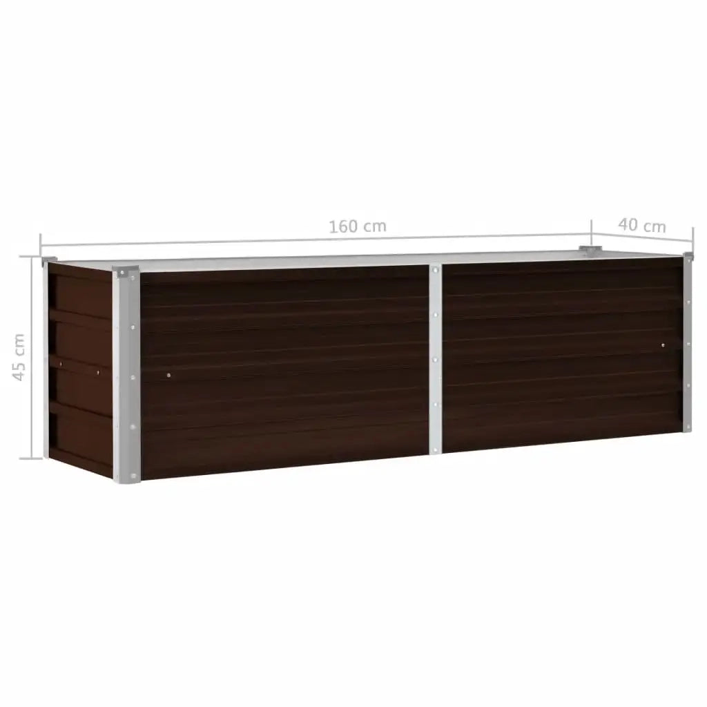 Letto Rialzato Giardino Marrone 160x40x45 cm in Acciaio Zincato