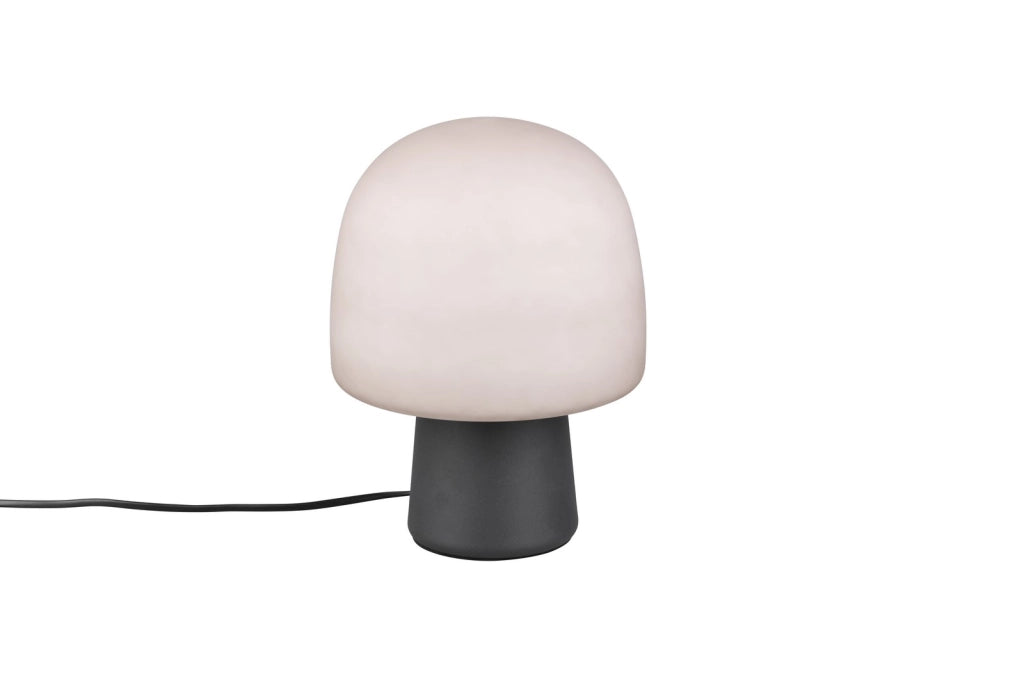 Lampada da tavolo STEEN fungo nero opaco vetro grigio