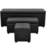 Set di 3 panche impilabili con vano portaoggetti nero 115 cm 3002020