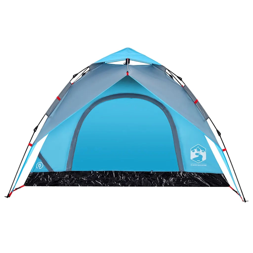 Tenda a Cupola da Campeggio 3 Persone-Tenda per Escursionismo Blu a Rilascio Rapido 150025