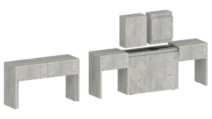 Set 2 Panche Allungabili 66/290x25x45 cm Pratika Singola A e B Cemento