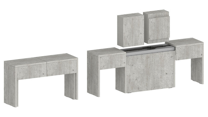 Set 2 Panche Allungabili 66/290x25x45 cm Pratika Singola A e B Cemento