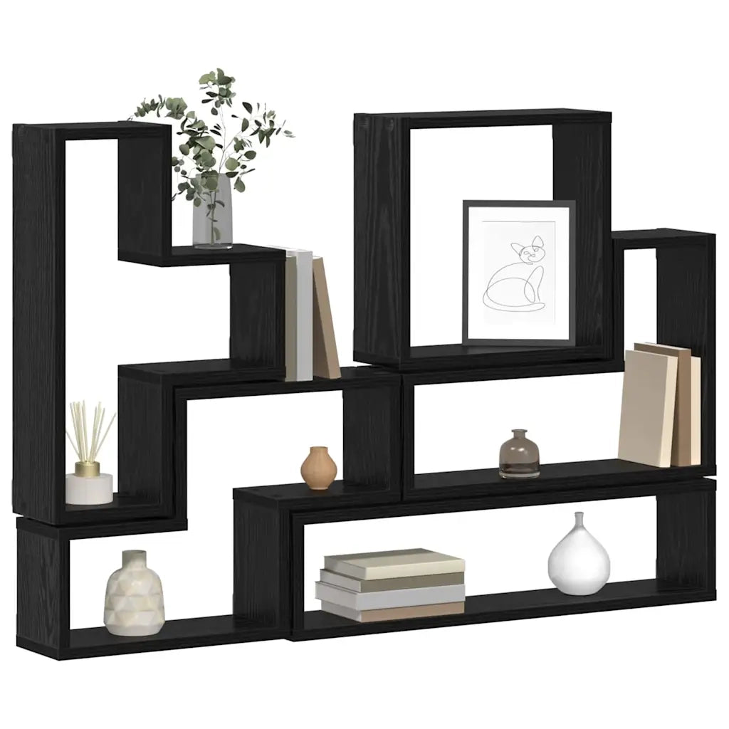 Scaffale da parete Rovere Nero 96 x 12 x 64 cm