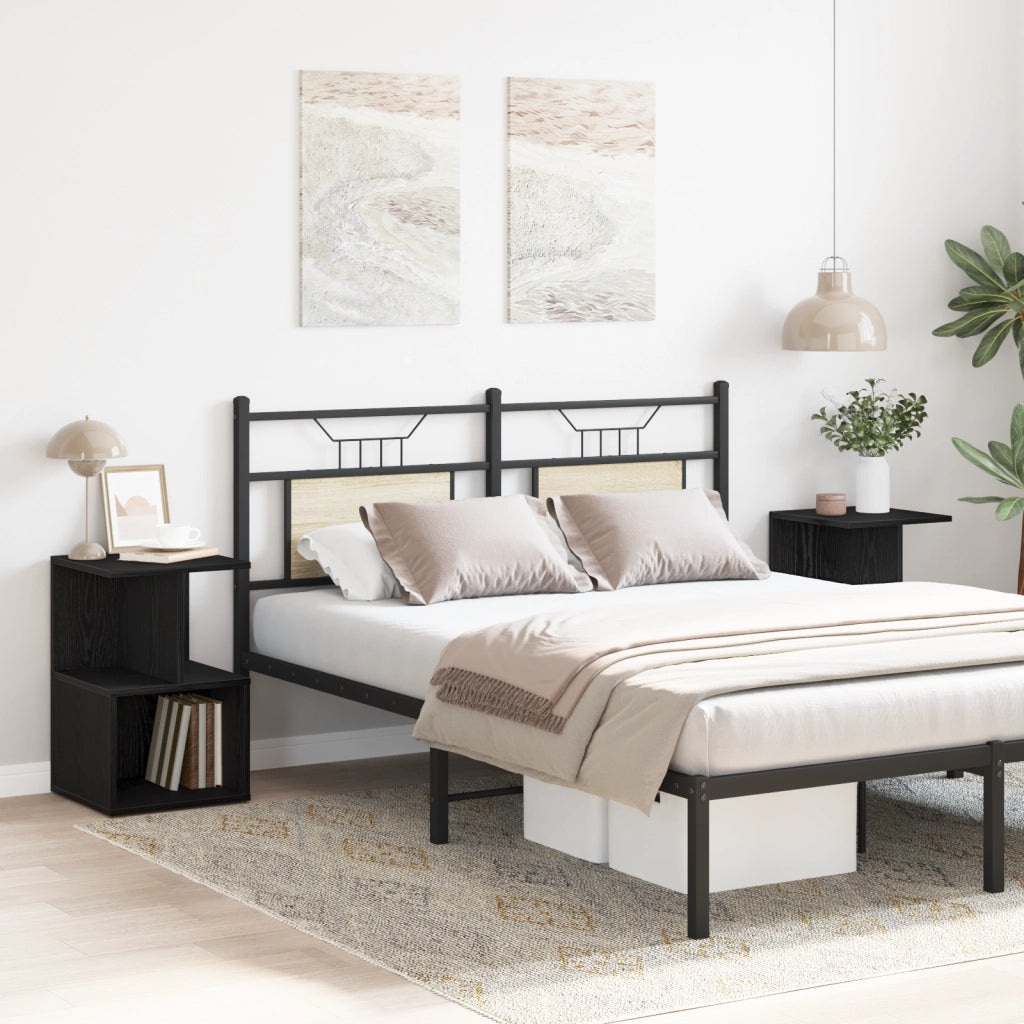 Comodini 2 pz Nero Rovere 35x35x55 cm Legno ingegnerizzato
