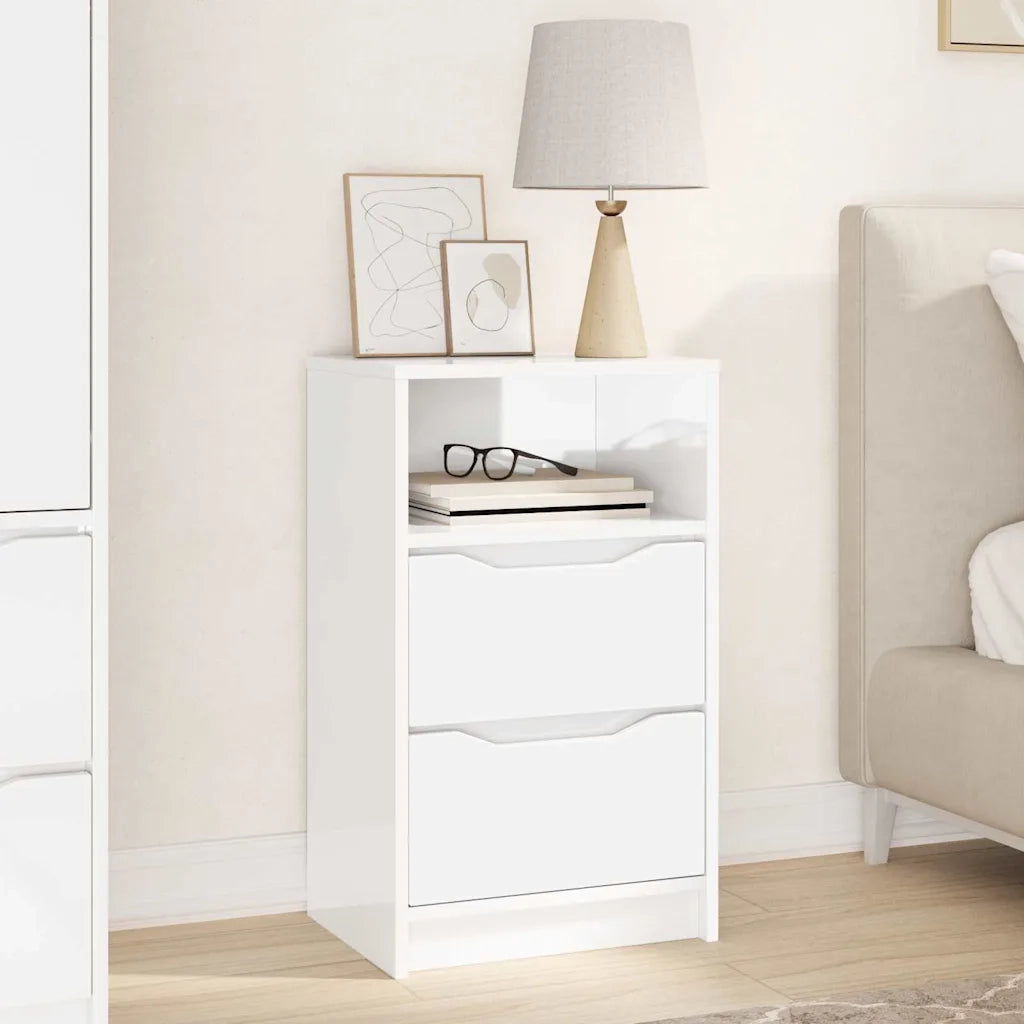 Comodino Bianco Lucido 40 x 30 x 467 cm Legno multistrato