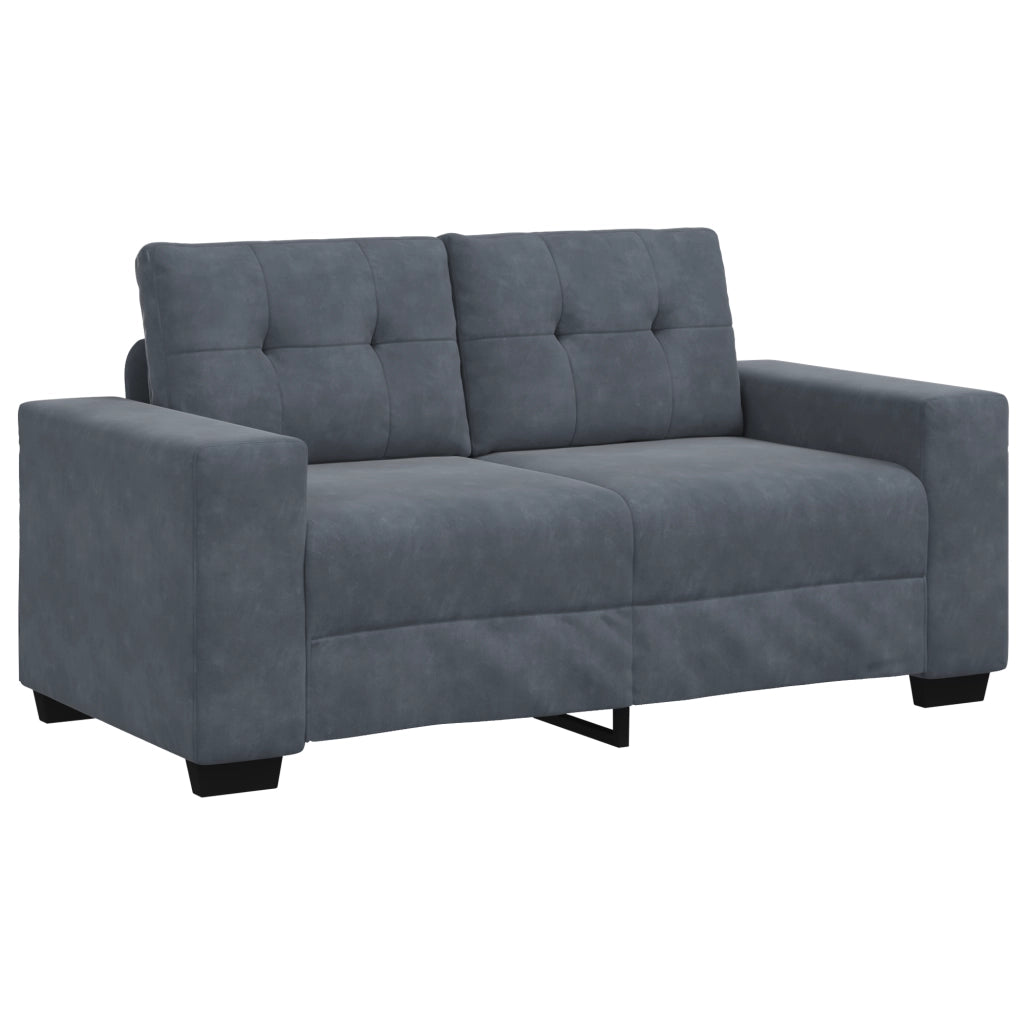 Set Divano a 3 Pz con Cuscini in Velluto Grigio Scuro