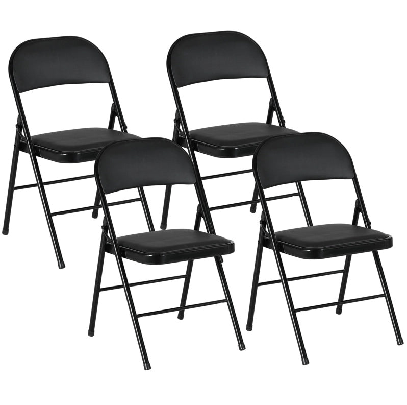 Set di 4 sedie pieghevoli nere imbottite in similpelle