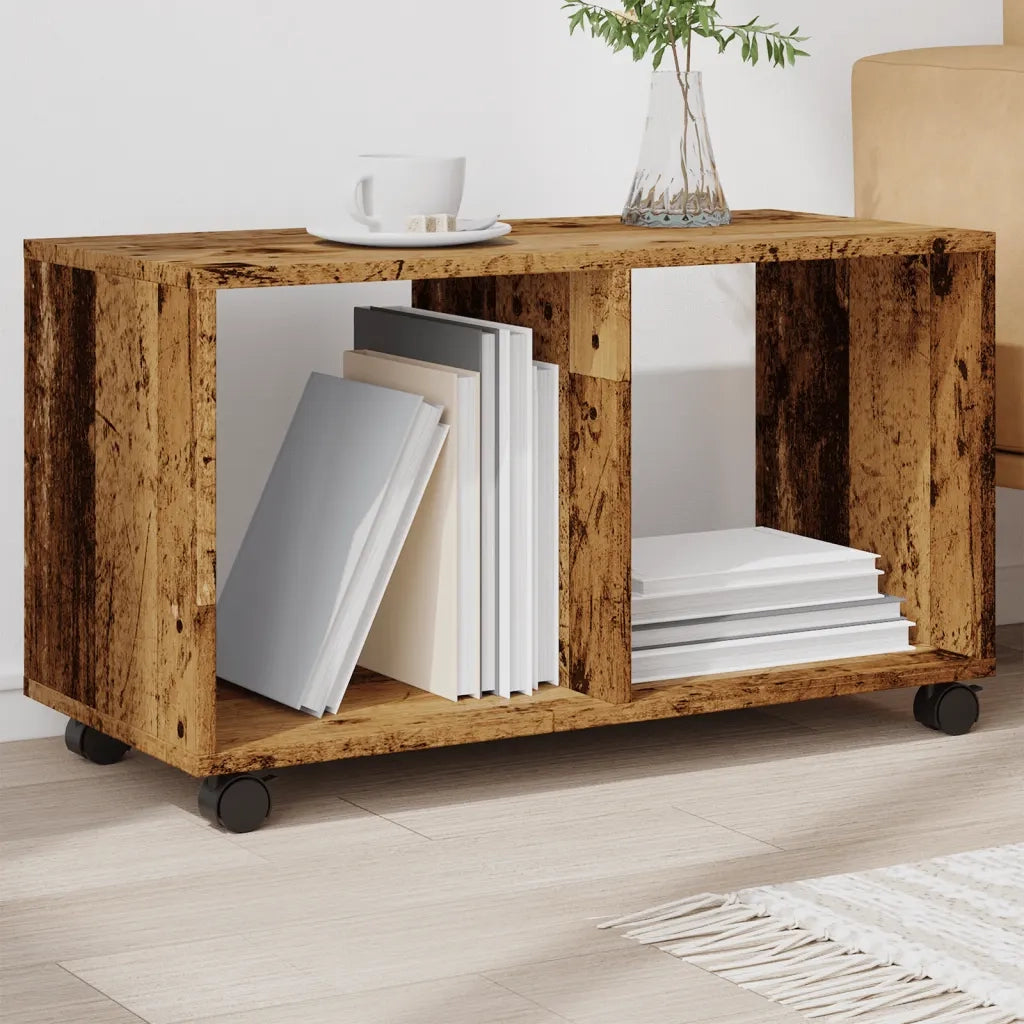 Mobiletto con Ruote Legno Antico 72x33x42,5 cm in Truciolato CFW5550022