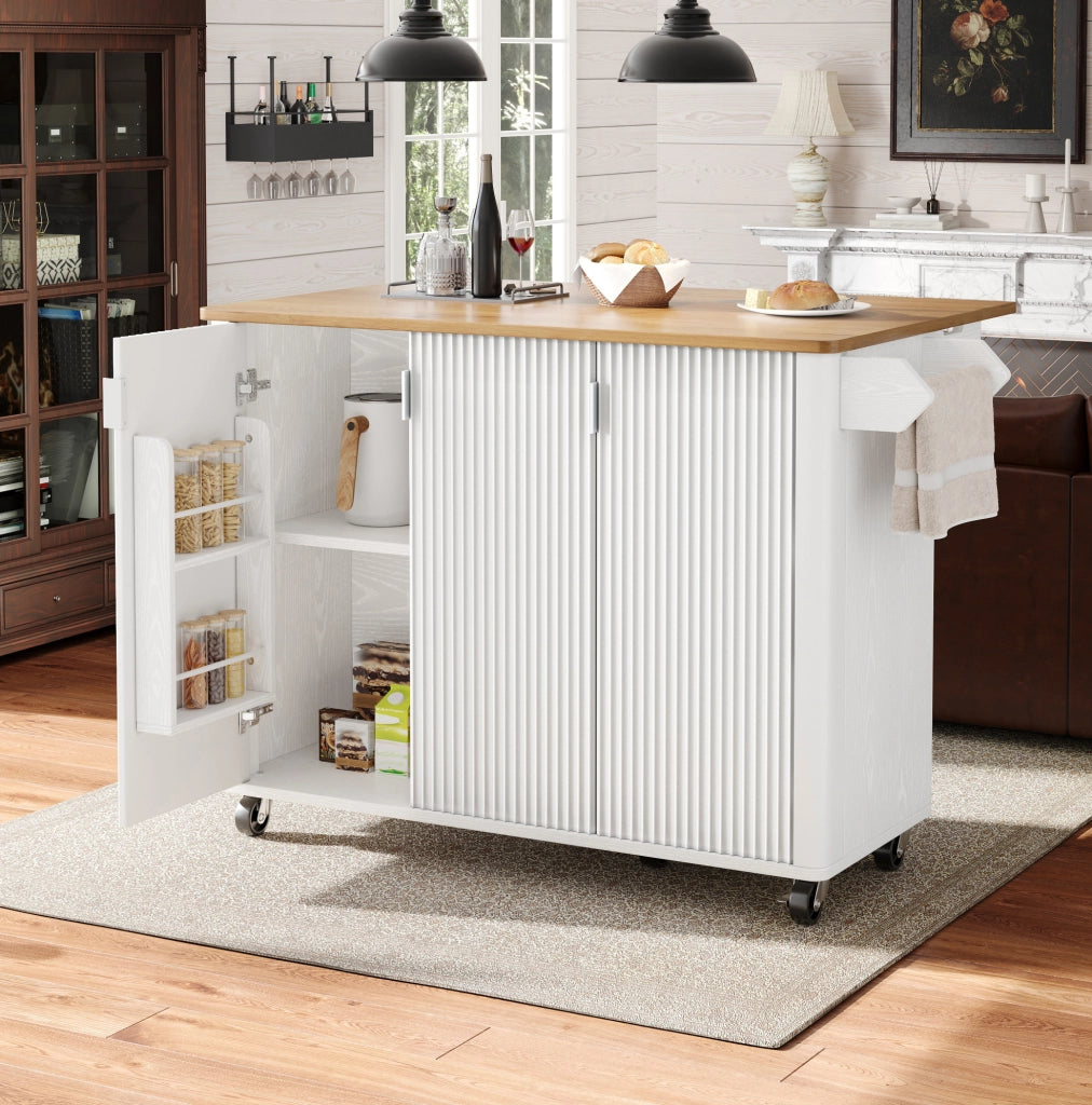 Isola da cucina mobile 130x45/75x92 cm bianca in MDF