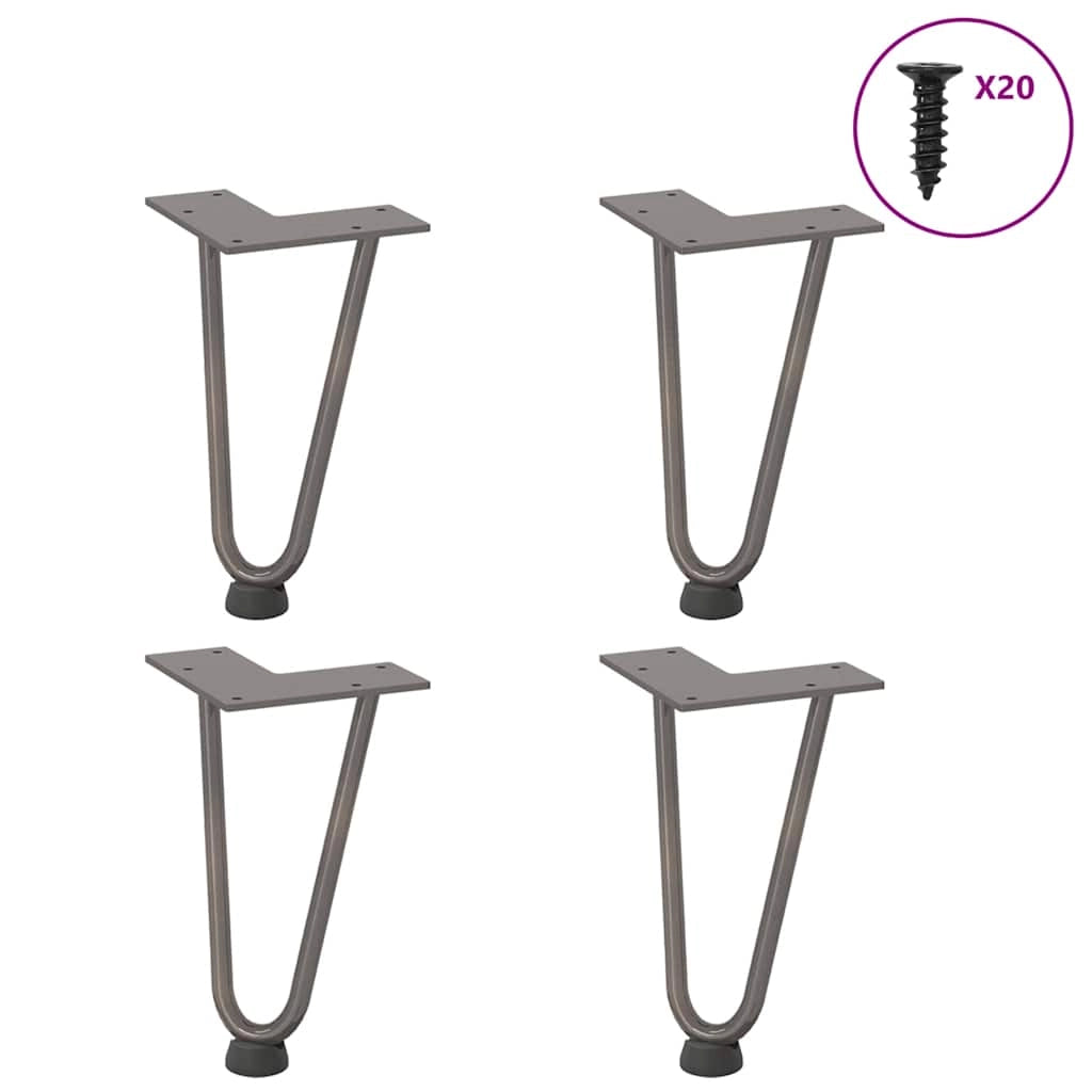Set di 4 gambe a forcina per tavolino da caffè 20 cm design estetico moderno acciaio naturale 02_0056714