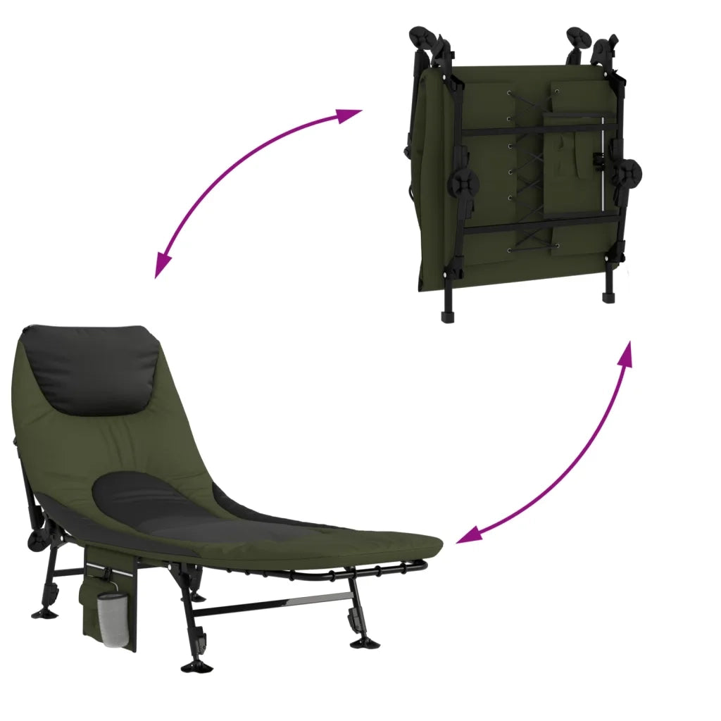Letto da Pesca Gambe Anti Fango Regolabili Pieghevole Verde CFW6177889
