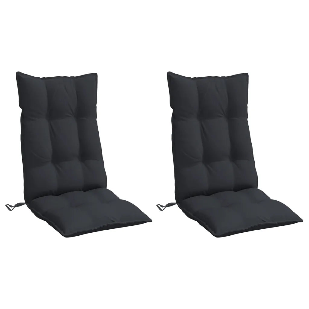 Cuscini per Sedia con Schienale Alto 2pz Nero in Tessuto Oxford