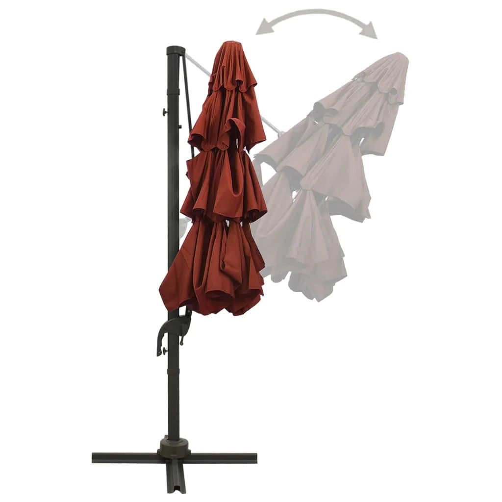 Ombrellone a quattro livelli con palo in alluminio arancione 3 x 3 m 02_0008797