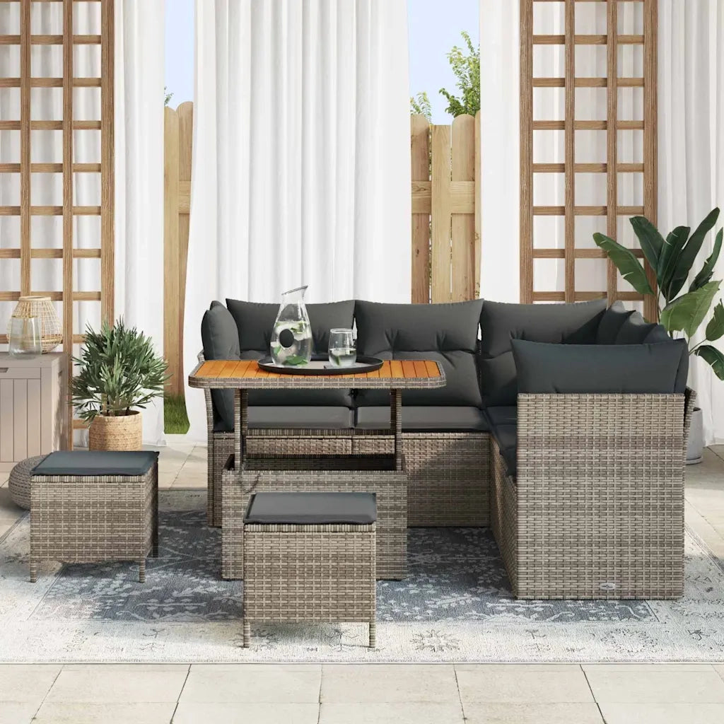 Set Divano da Giardino con cuscino 8 pcs Grigio 3363438
