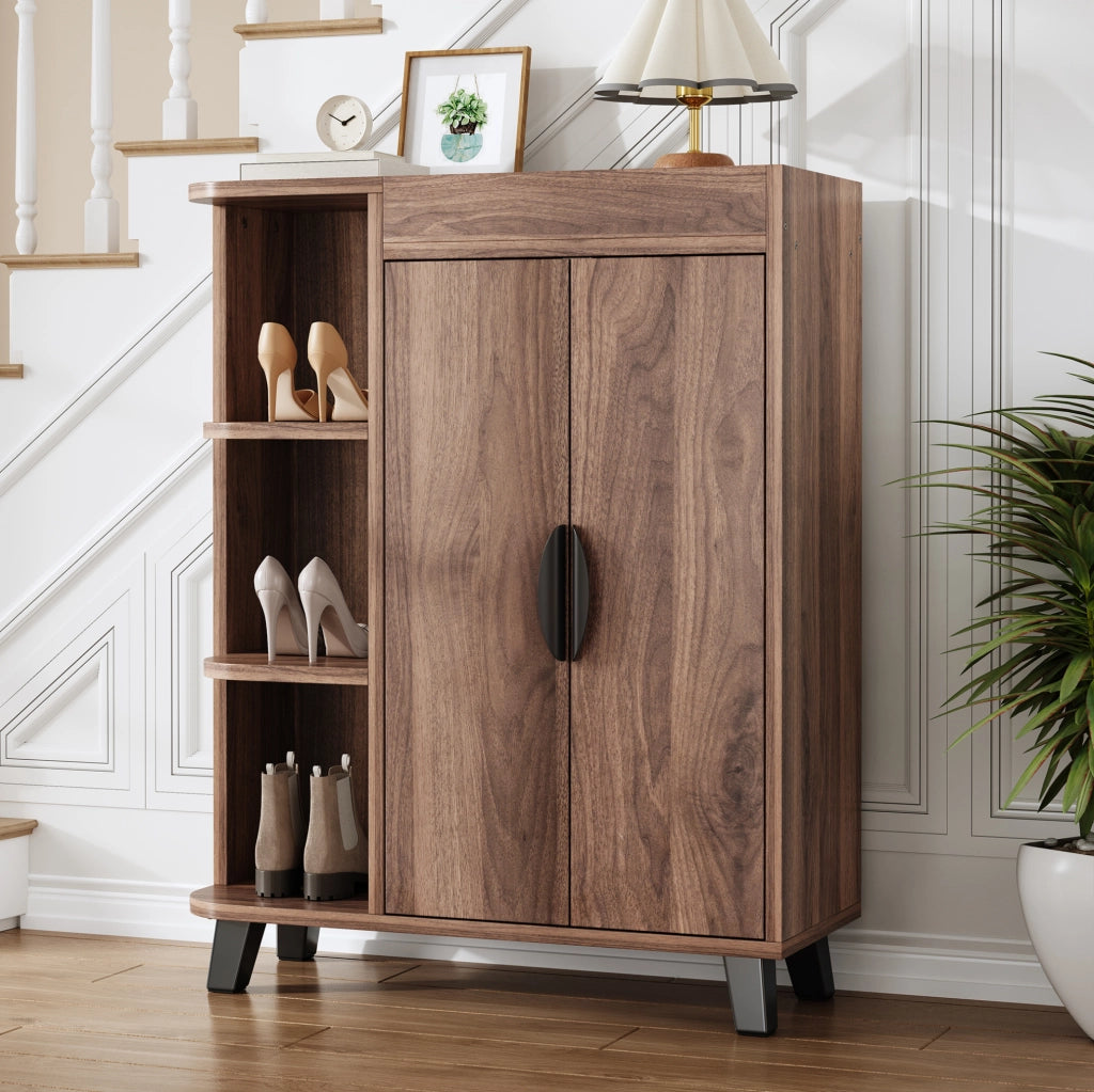 Scarpiera stretta 80x32x99 cm effetto noce， per ingresso piccolo