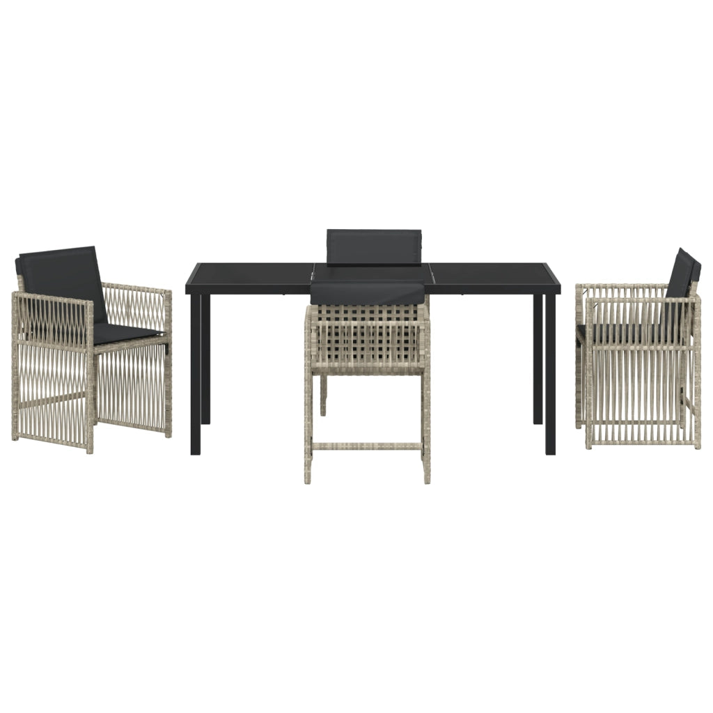 Set pranzo giardino 5 pezzi con cuscini Grigio chiaro Poly Rattan