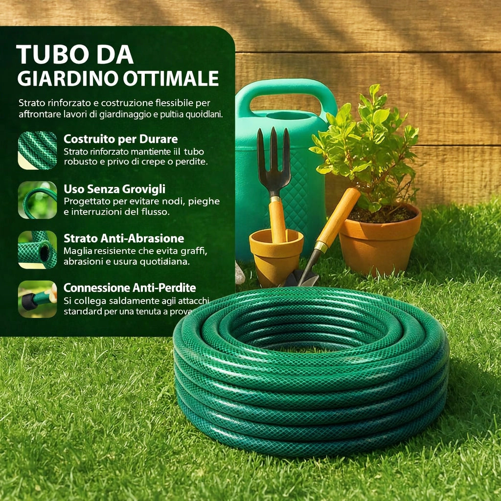 Tubo da Giardino 25 m Ø14mm Universale per Irrigazione Resistente alla Pressione