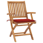 Sedie da Giardino Pieghevoli con Cuscini 4 pz Massello di Teak 3072729