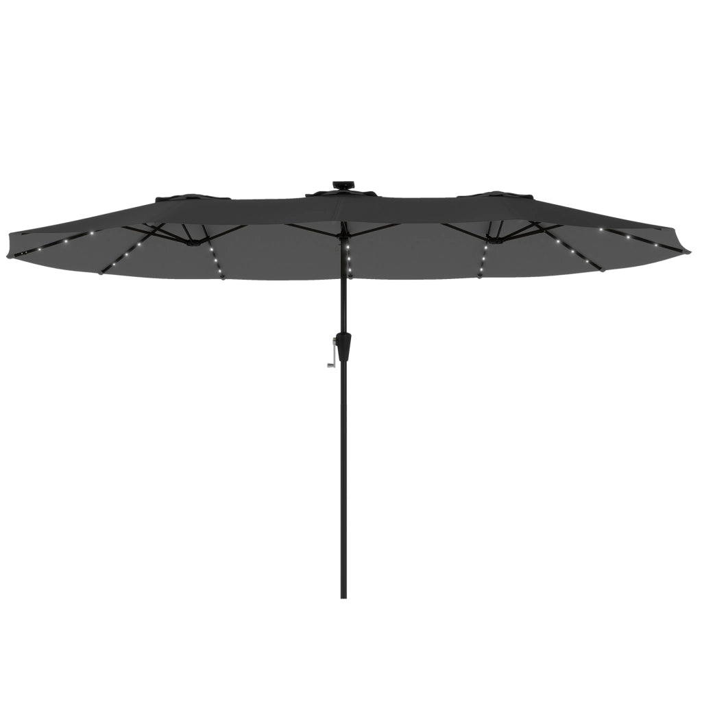 Ombrellone da Giardino 4x2 m ¨C zephmum ¨C Grigio Scuro UPF50+ 12 Stecche con 36 Luci LED