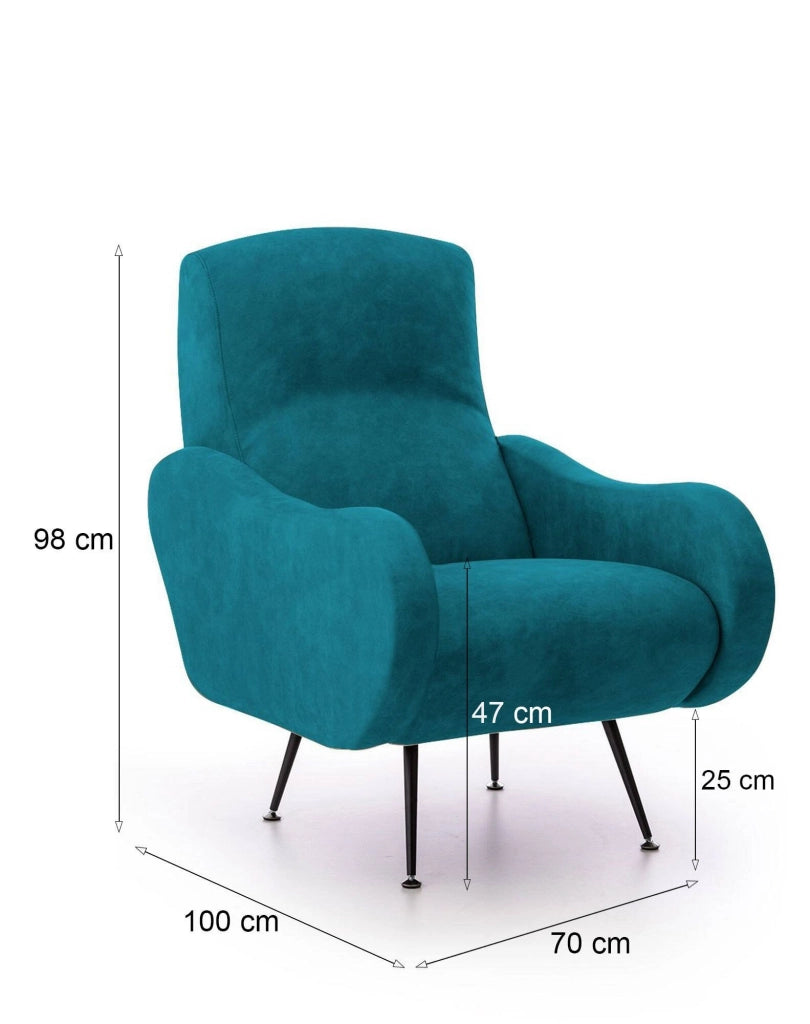 Poltroncina Lasnigo, Poltrona Braccioli Made in Italy, 70x100x98h cm Azzurro