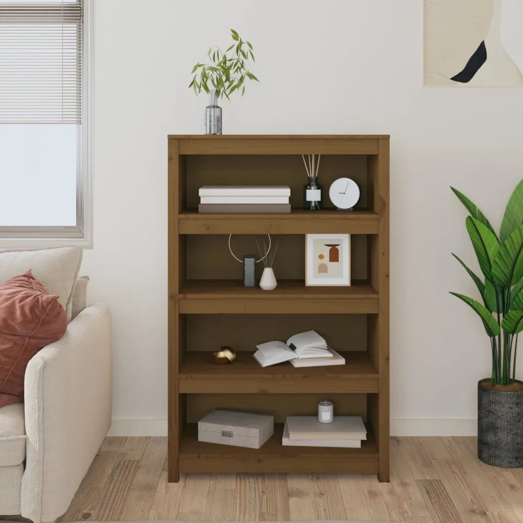 Libreria Marrone ambra 80x35x126 cm in Legno Massello di Pino