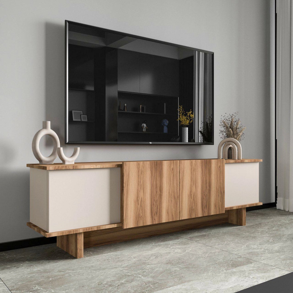 Clusone, Mobile Porta tv un Ripiano, 180x33x50h cm Beige
