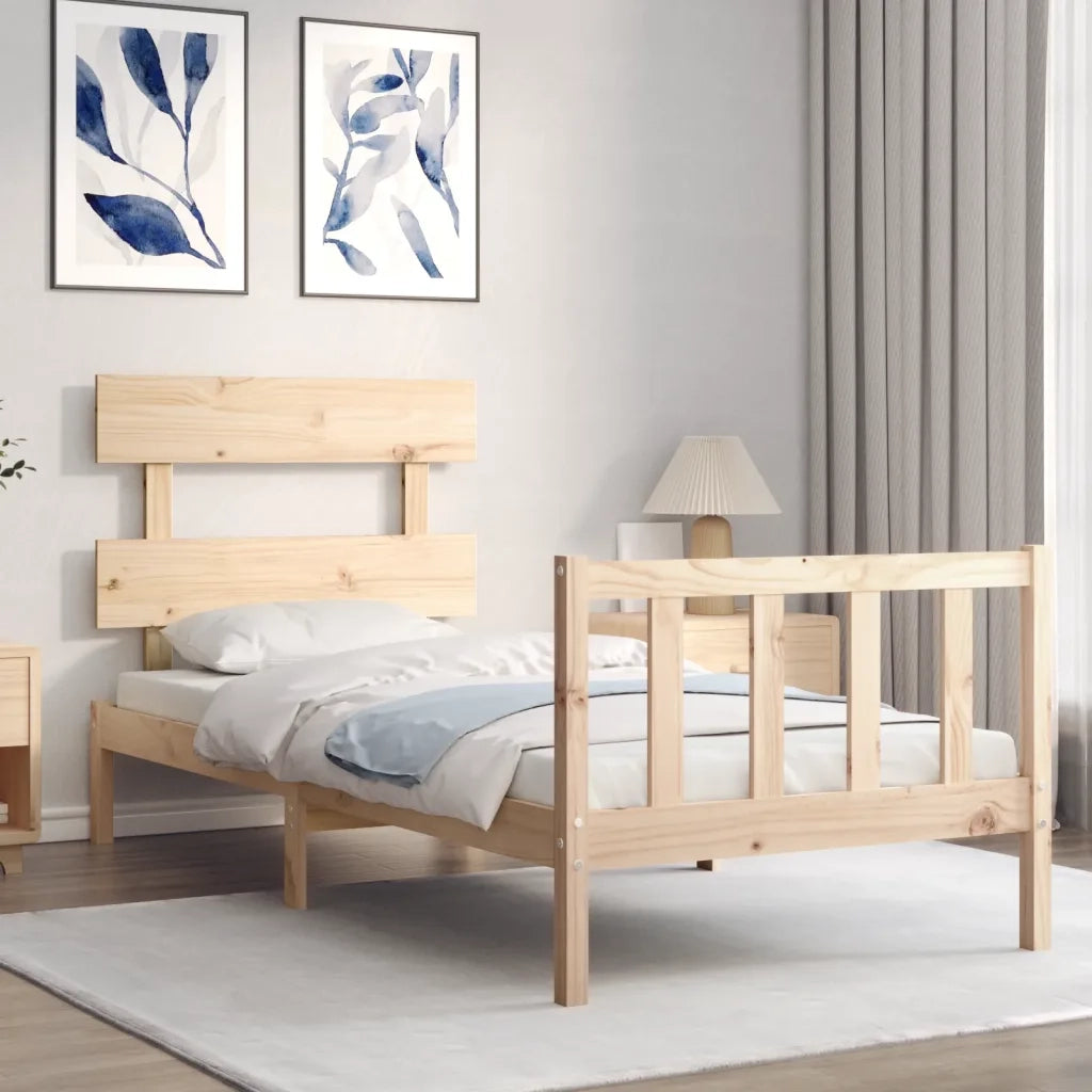 Giroletto con Testiera Single-Struttura Letto in Legno Massello 698038