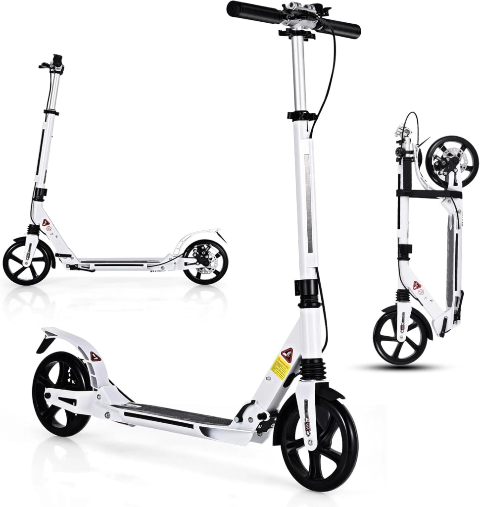 Scooter pieghevole con 2 ruote e freno, monopattino per bambini con 3 altezze regolabili, skateboard, carico fino a 100 kg, per bambini oltre 8 anni e adulti