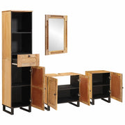 Set da Bagno | Armadio da bagno con cassetto Naturale Legno di mango massello