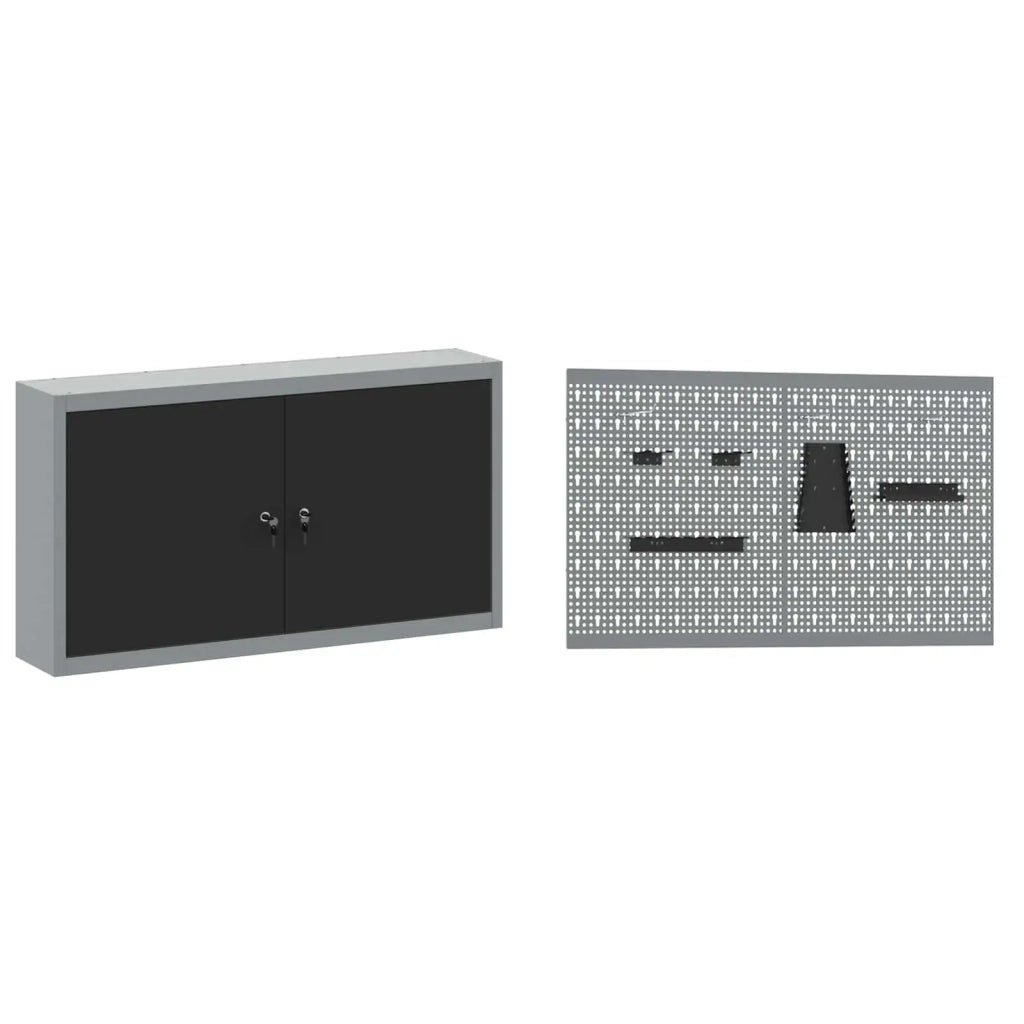 Mobile da lavoro 5 pcs Nero Legno ingegnerizzato e acciaio 3321416